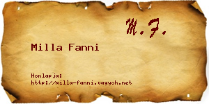 Milla Fanni névjegykártya